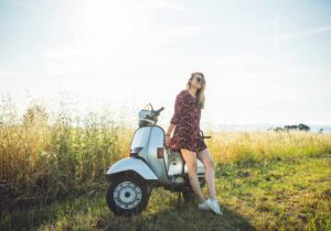 Girl on a vespa for the vespa tuscany tour
