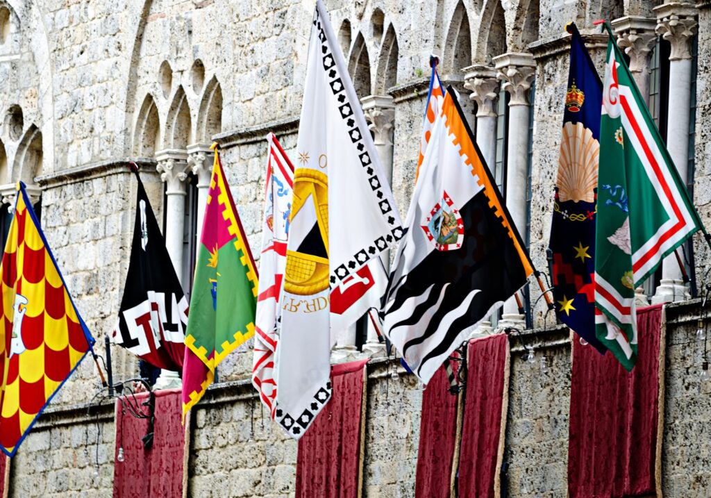 palace with palio di siena flags