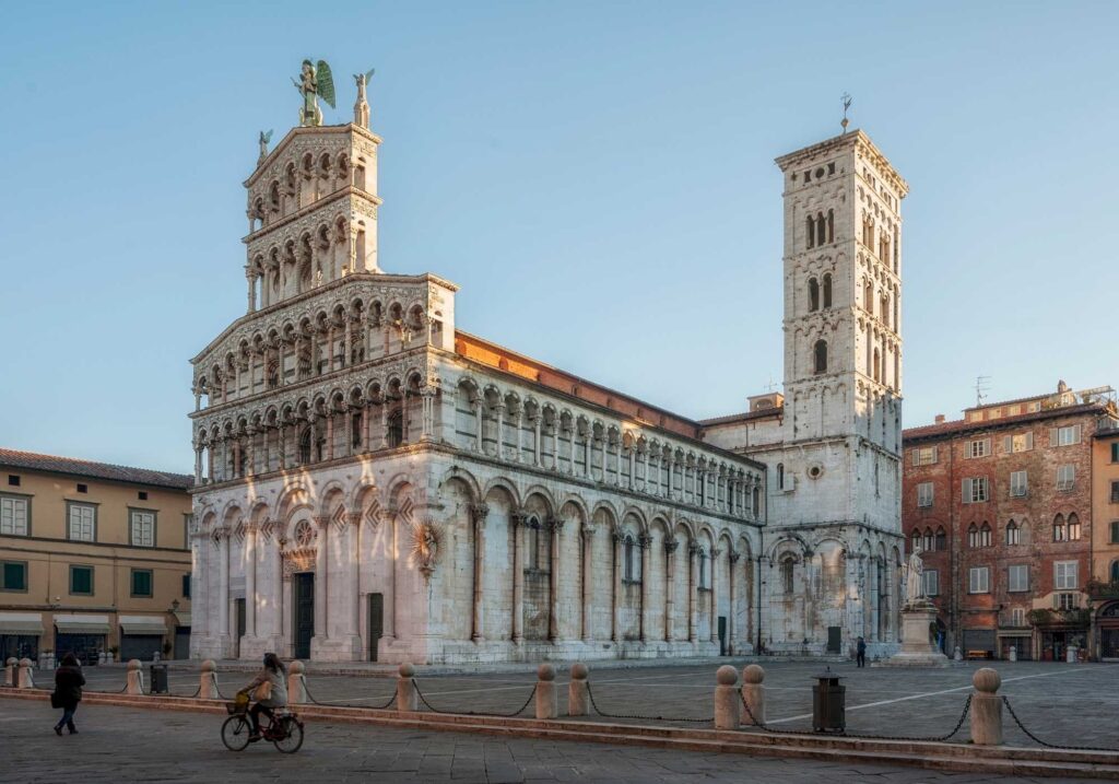 the cathedral of san michele in the town of lucca tuscany italy