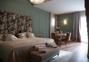 boutique hotel room detail vacation stay tuscany forest headboard