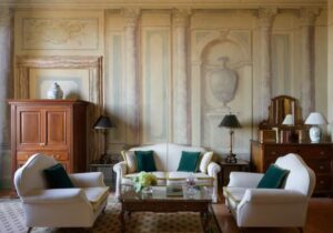 boutique hotel room detail vacation stay tuscany fresco walls