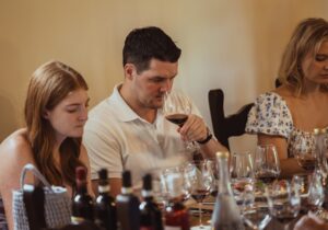 wine tasting tuscany man nosing