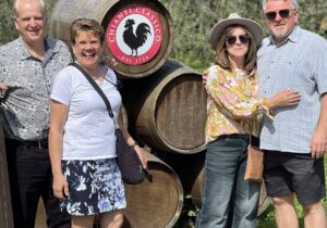 chianti classico wine tour guests smiling barrels tuscany